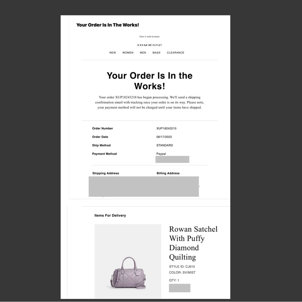 ❤️SOLD❤️NWT Coach Mist Rowan Satchel with Puffy Diamond Quilting - Picture 12 of 12